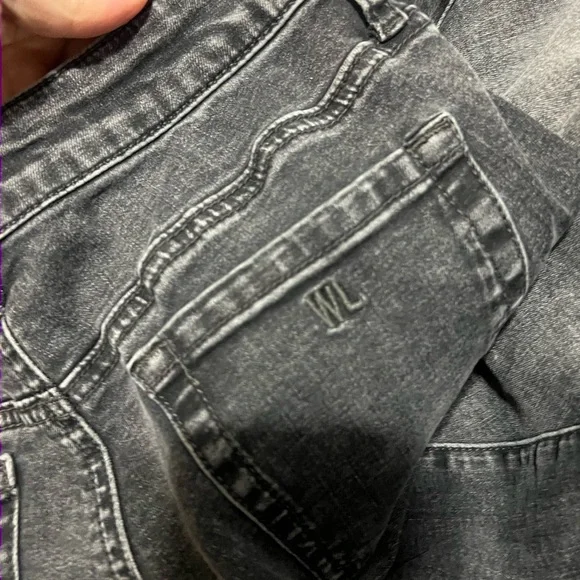 Wash Lab Women’s Black Washed Denim Midi Maxi Skirt Size 25 Frayed Hem - Picture 4 of 6